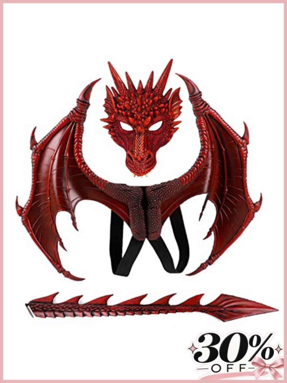 Dragon Wings Mask Tail Set Halloween Devil Costume Pu Foam Lightweight Adult